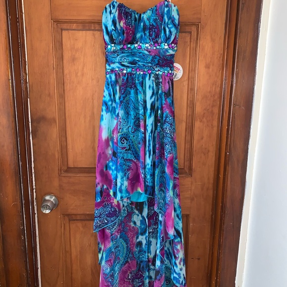 Brand new magenta and blue high-low dress size 7/8 - Picture 1 of 7
